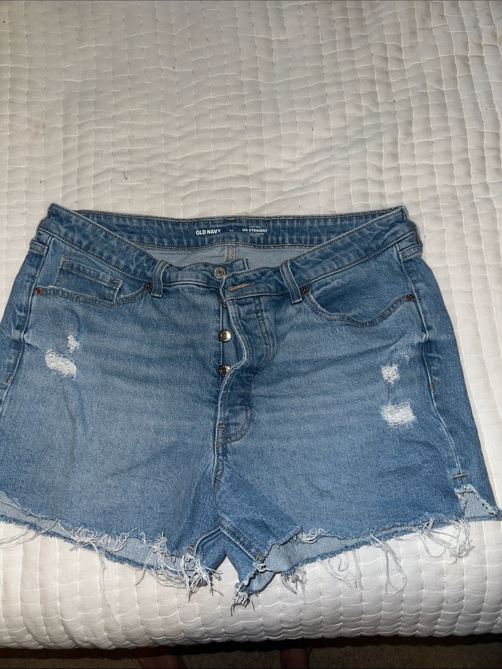 Old Navy Medium Blue Distressed Denim Shorts